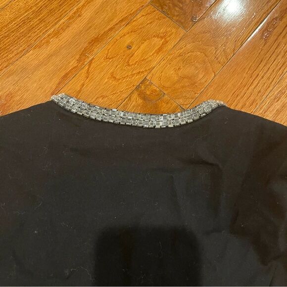 3.1 Phillip Lim Target Black Front Zip Peplum Beaded Top Size Medium - Picture 5 of 7
